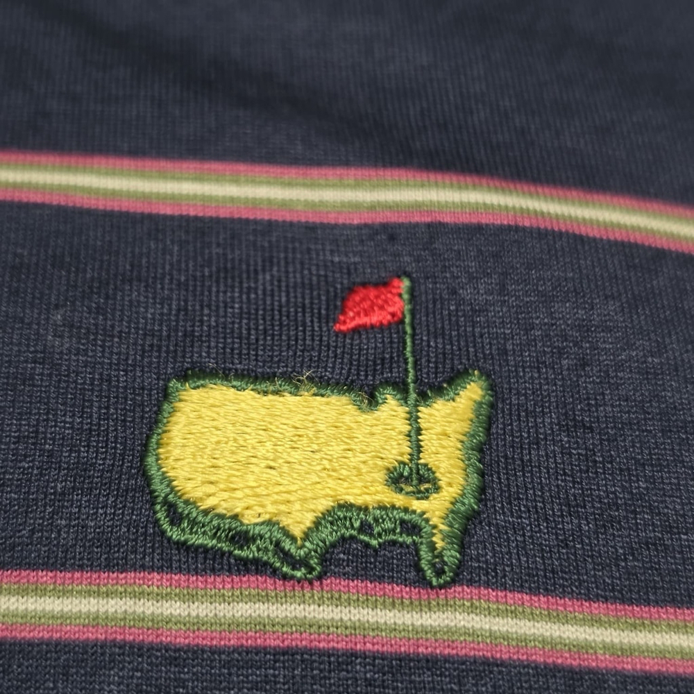 Masters Logo Golf Polo Shirt Fairway & Greene Men’s L Navy Stripe Embroidered - Picture 4 of 8